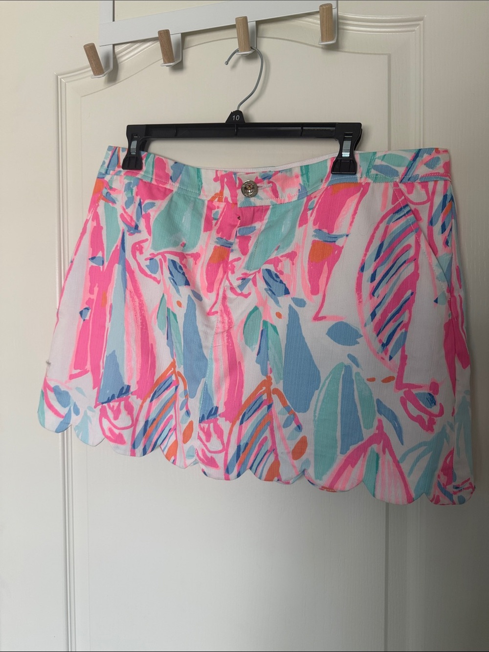 Lilly Pulitzer Pink Aqua Floral Ribbed Skirt